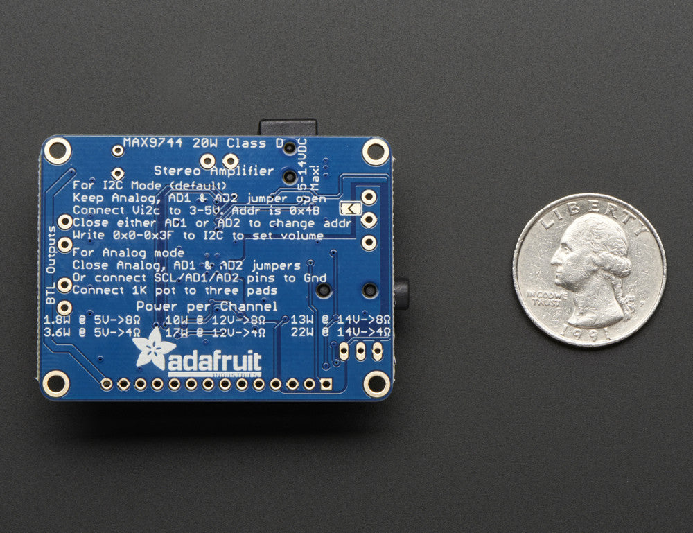 Adafruit Stereo 20W Class D Audio Amplifier - MAX9744