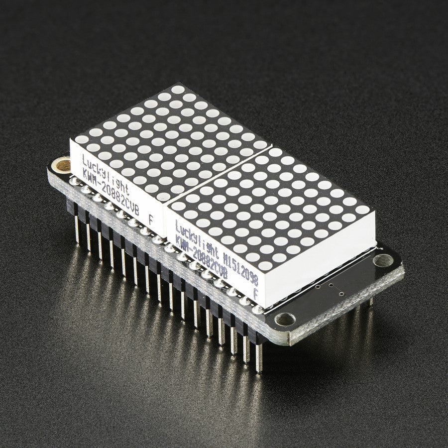 Adafruit 0.8" 8x16 LED Matrix FeatherWing Display Kit - You will chirp with delight when you see how easy it is to make your very own 8x16 LED matrix display for any Feather.