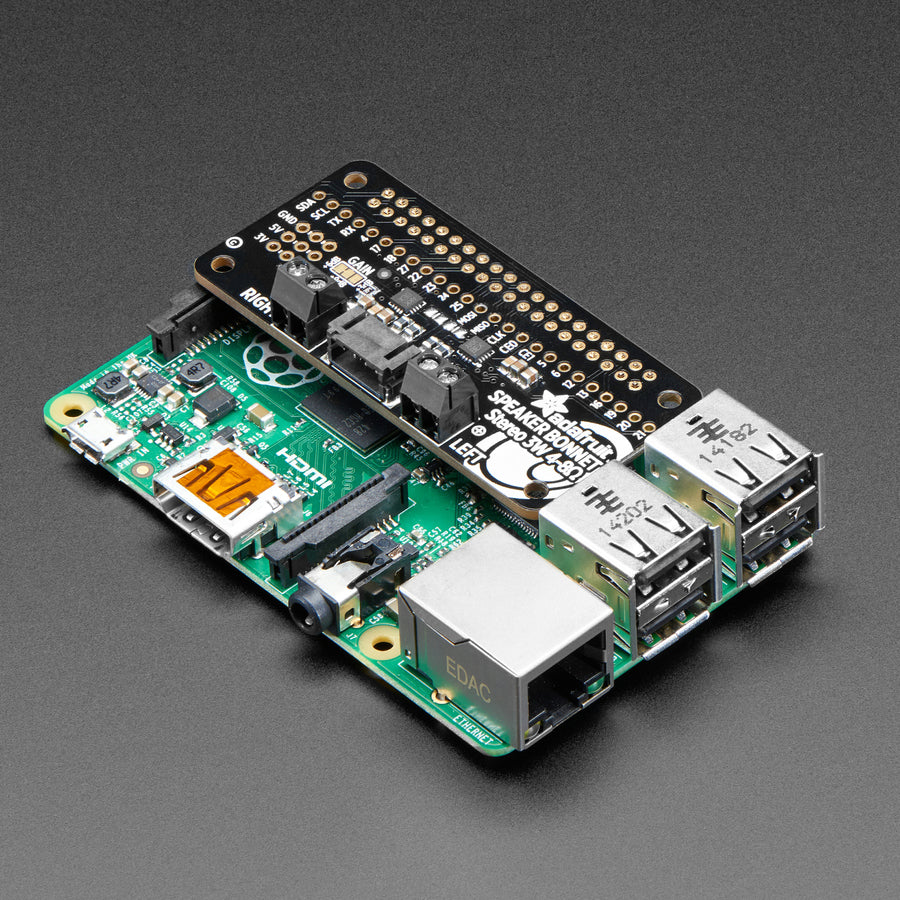 Kit Raspberry Pi Stereo Adafruit I2S 3W Stereo Speaker Bonnet for Raspberry Pi - Mini Kit