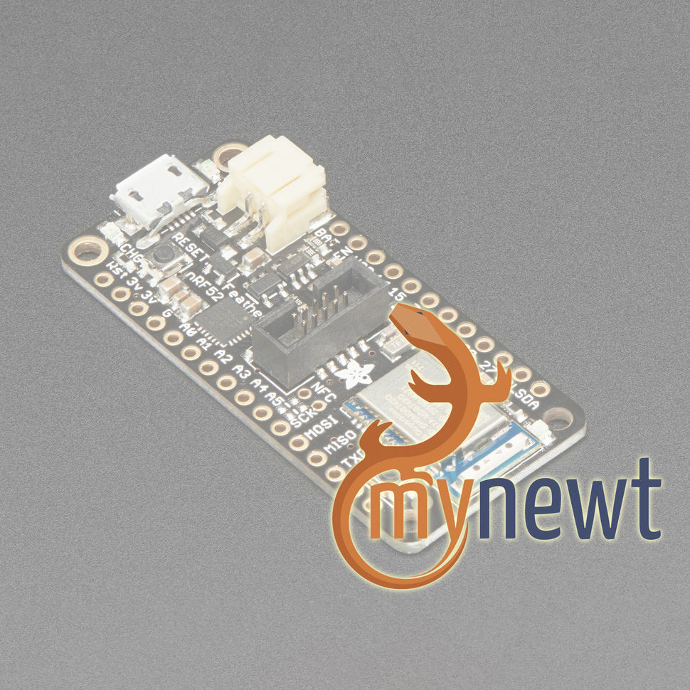 Adafruit Feather nRF52 Pro with myNewt Bootloader - nRF52832 - The Adafruit Feather nRF52 Pro is another Bluetooth Low Energy board for advanced projects and users who want to use a fully open-source Bluetooth Low Energy 5.0 stack.
