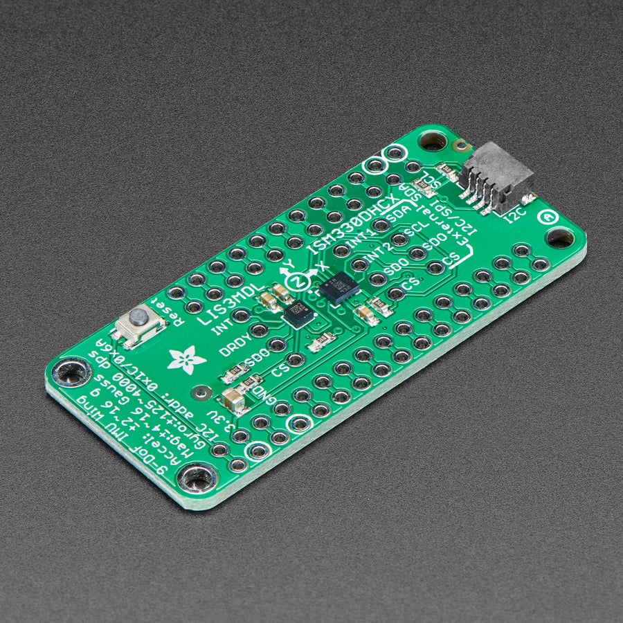 Adafruit ISM330DHCX + LIS3MDL FeatherWing - High Precision 9-DoF IMU - Upgrade any Feather board with precision motion sensing with the ST 9-DoF IMU, an all-in-one sensing 'Wing. It sports two fantastic sensors from ST to provide 9 degrees of full-motion data.