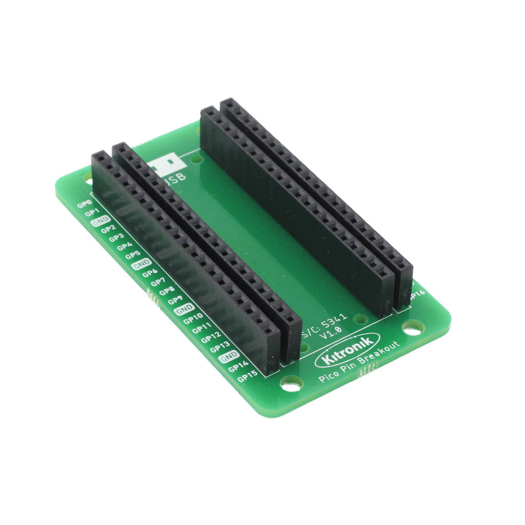 Kitronik Pin Breakout for the Raspberry Pi Pico - The Kitronik Pin Breakout for the Raspberry Pi Pico has been designed to offer an easy way of connecting additional circuitry and devices to the Pico.