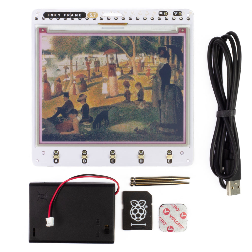 Inky Frame 5.7" (Pico W Aboard) - A large Pico W powered E Ink® photo frame / home dashboard / life organiser with glorious seven colour display and wireless connectivity.