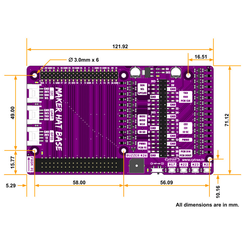 Maker Hat Base - HAT & GPIO Extension for Raspberry Pi 400