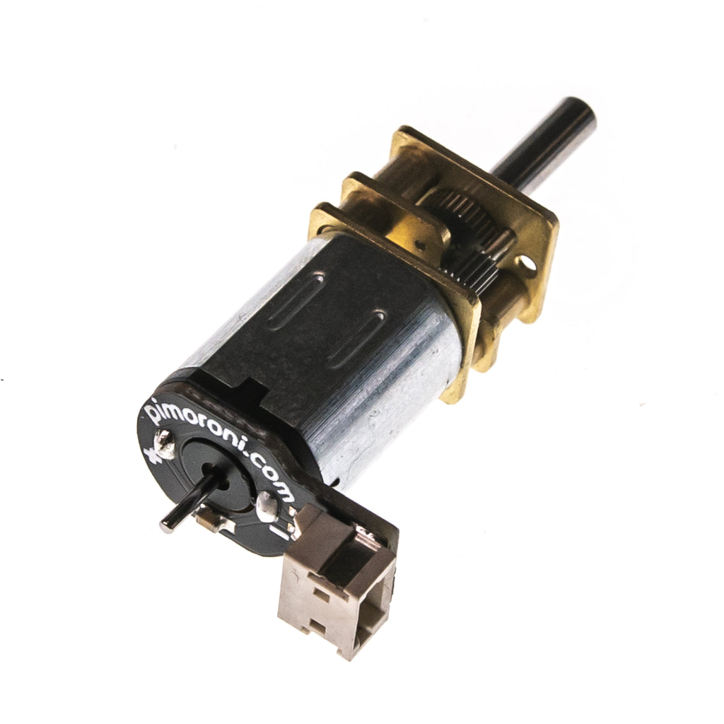 Micro Metal Gearmotor with Motor Connector Shim (MCS) - One of our popular micro metal gearmotors, equipped with a pre-soldered Motor Connector Shim.