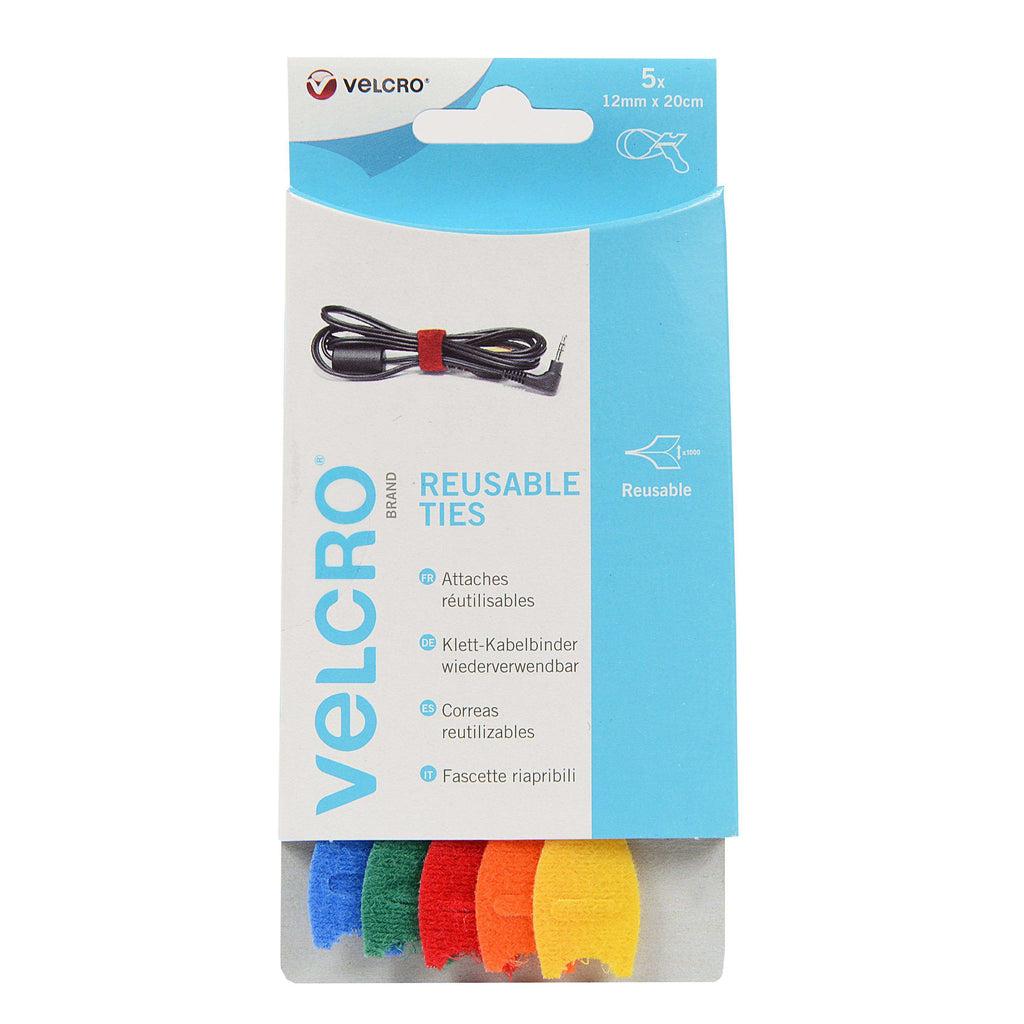 VELCRO® Brand ONE-WRAP® Reusable Ties Multi-Colour (Pack of 5) - Get organised with this multi-coloured pack of VELCRO® Brand ONE-WRAP® Reusable Ties!