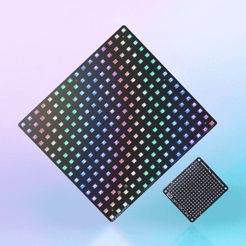 Ubercorn - Large RGB Pixel Matrix - 256 big, bright, colourful pixels on a 16x16 matrix that you can control with your Raspberry Pi. Ubercorn is ideal as a big status display, or you can chain several together (up to 8) into a larger square or rectangular matrix.